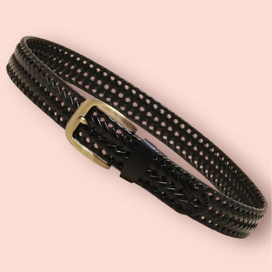 The Artisan Braid Belt - Black & Brass
