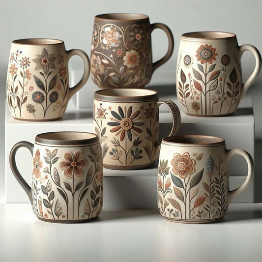 Floral mugs set